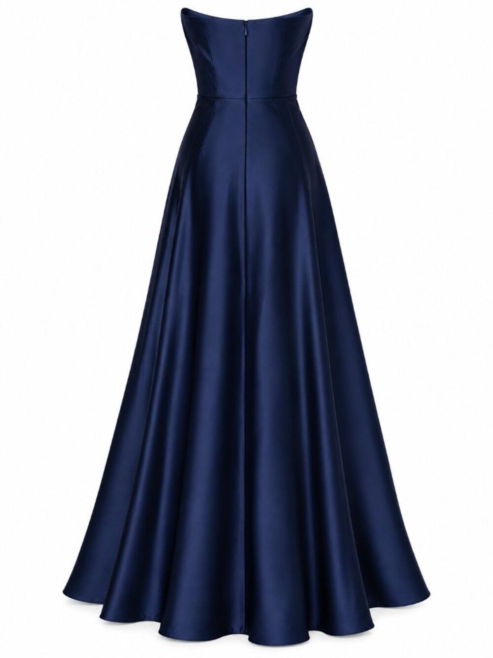 XSCAPE Size 10 Navy Hammered Satin Strapless Formal Gown NWT - Picture 9 of 9